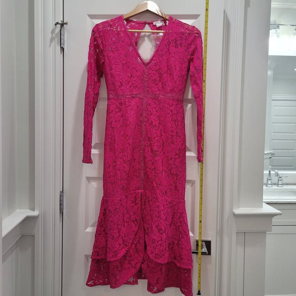 NEW Lace Midi Dress. Fuchsia. Size 2. - Picture 7 of 16